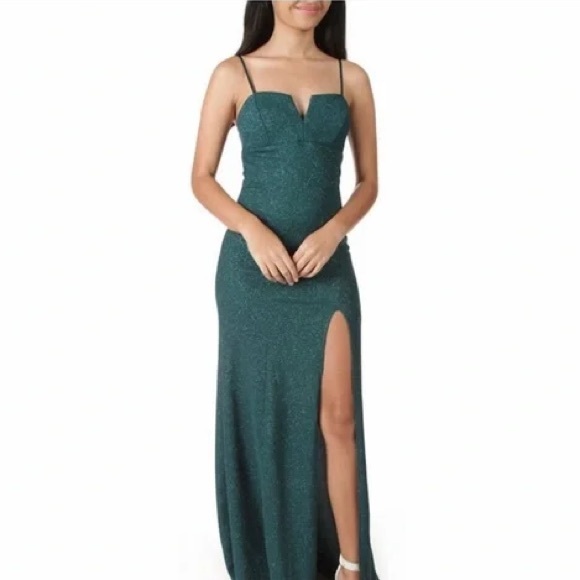 Emerald Sundae Dresses & Skirts - Green Glittery Long Formal Gown